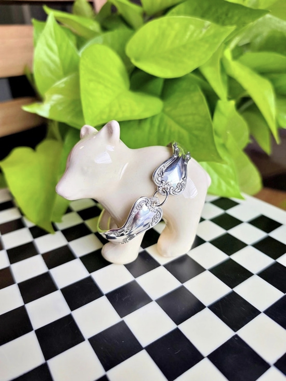 Silver Floral Spoon Handle Bracelet